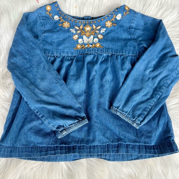 Boden chambray Floral Embroidered Kids Top - size 4/5 years - Picture 1 of 6